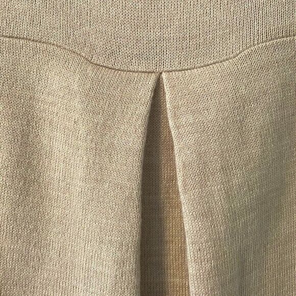 Design History border stripe pleat back 3/4 sleeve beige navy & cream sweater PM - Picture 6 of 9